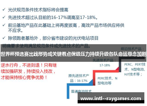 世界杯预选赛出线形势成关键看点保级压力持续升级各队命运悬念加剧